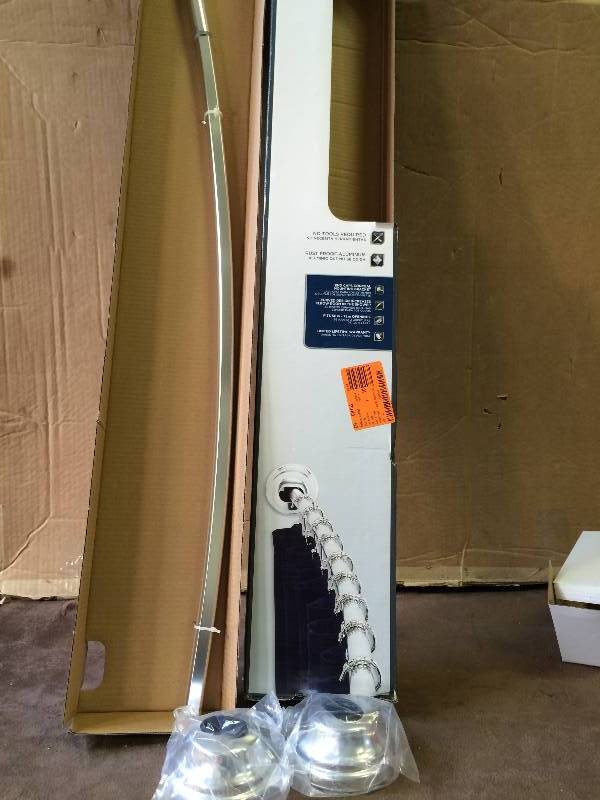 lot 59 image: Glacier Bay Rustproof 72 in. Adjustable Tension Mount Curved Shower Rod in Chrome Model # 35633SSHD
