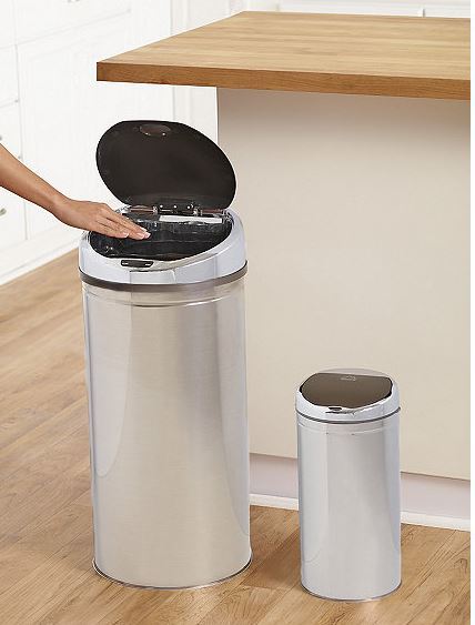 lot 46 image: alcove Stainless steel 13-Gal. and 2-Gal. Motion-Sensor Trash Cans