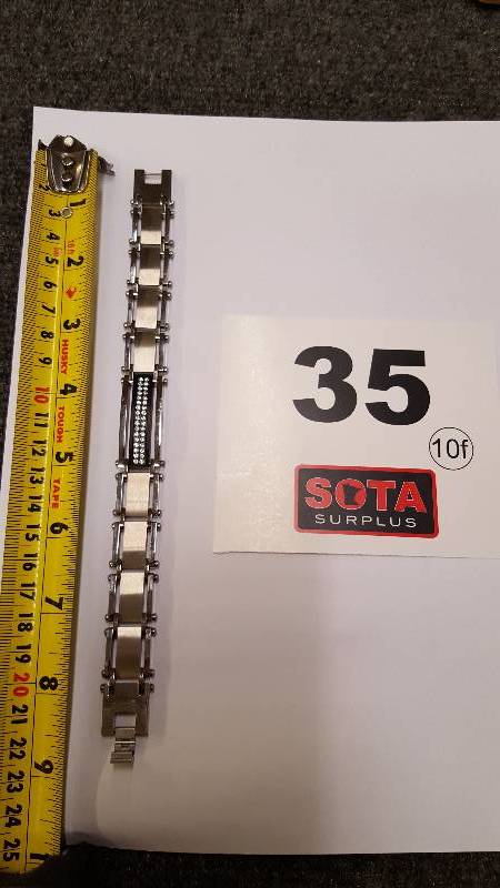lot 35 image: Stainless Steel Mens CZ Bracelet