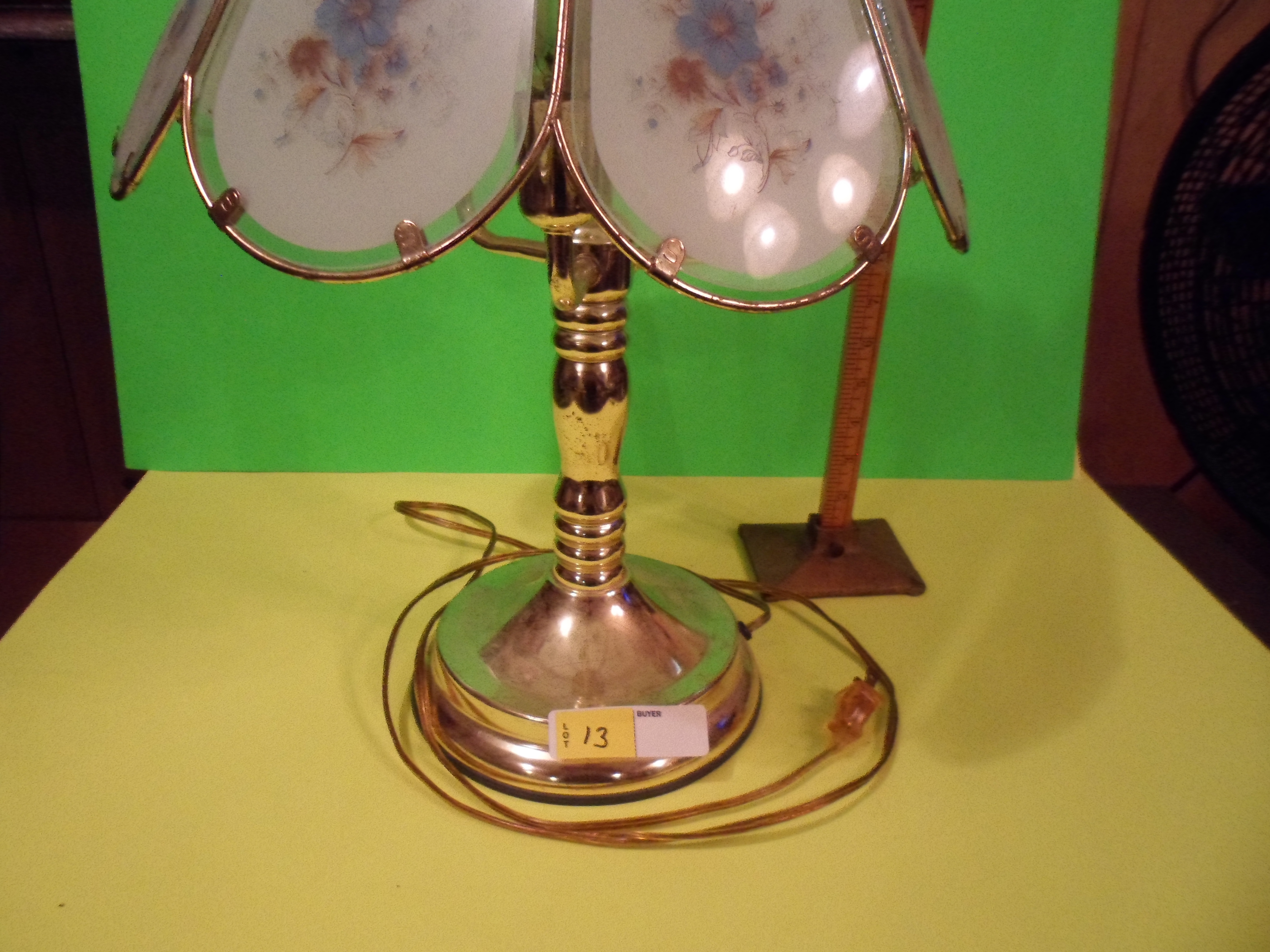 lot 13 image: Glass & Brass Touch Lamp