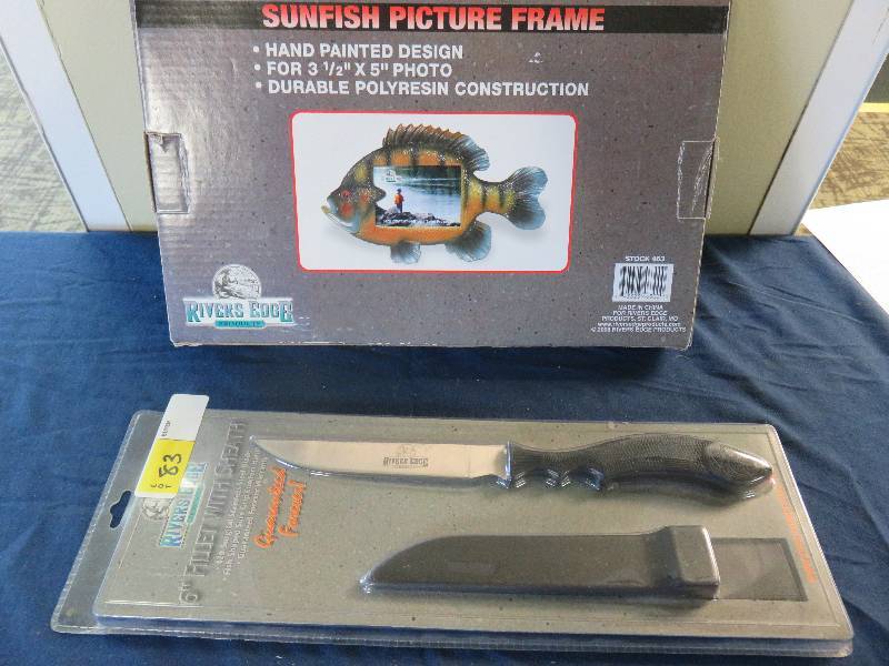 lot 83 image: Fishing themed picture frame and fillet knofe