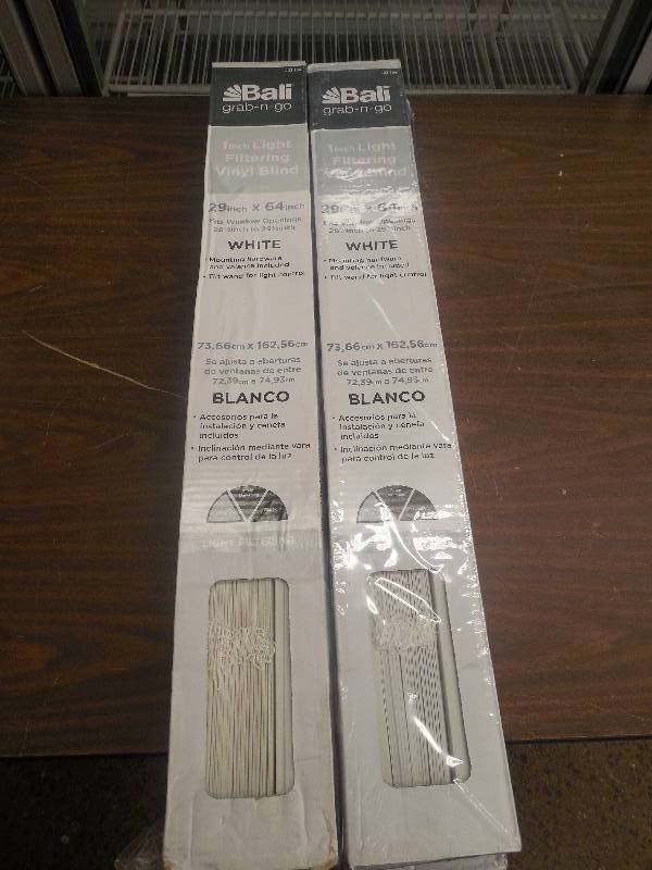 (4) White 1 in. Light Filtering Vinyl Mini Blind - 29 in. W x 64 in. L