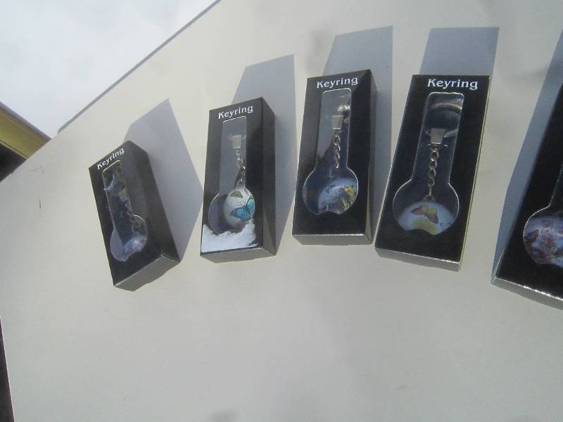 5 NEW KEY RINGS, BUTTERFLIES