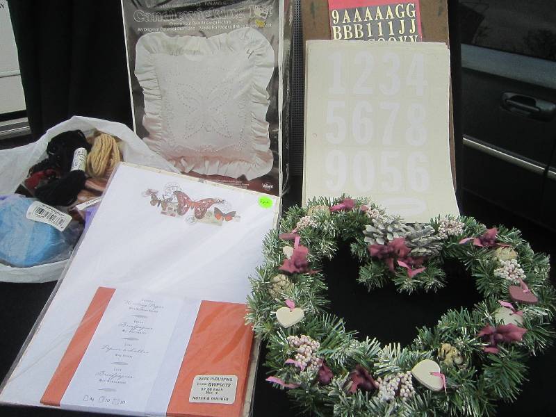 CLIPBOARD, NEW CANDLEWICK PILLOW KIT, STATIONARY, YARN ETC