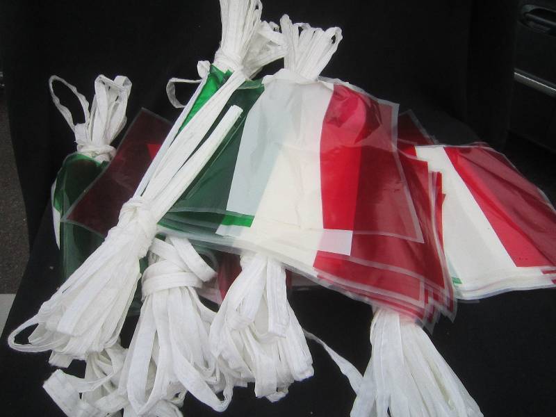 5 SETS OF STRINGS OF FLAGS BANNERS, GREAT FOR GARAGE SALES OR PARTIES