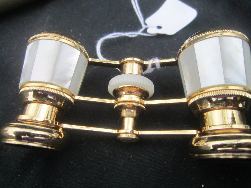 PAIR OF PEARL OPERA GLASSES WITH CASE