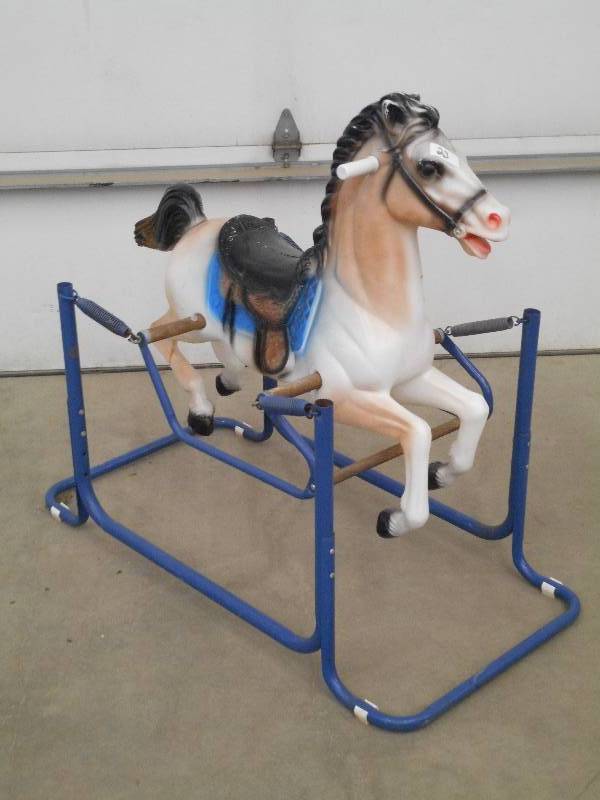 lot 23 image: Vintage Steel-Framed Rocking Horse ...