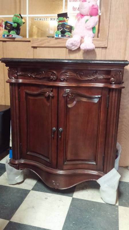 lot 1 image: Black Granite Cherry Vanity