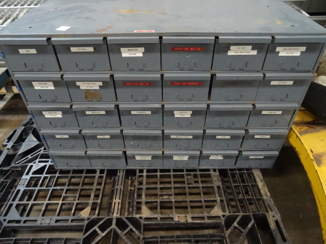 lot 11 image: 30 Drawer Metal Hardware Bin