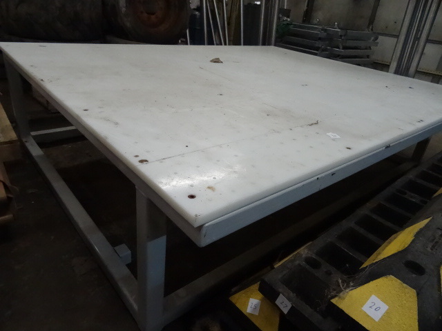 lot 30 image: Metal Framed Table with Poly Top