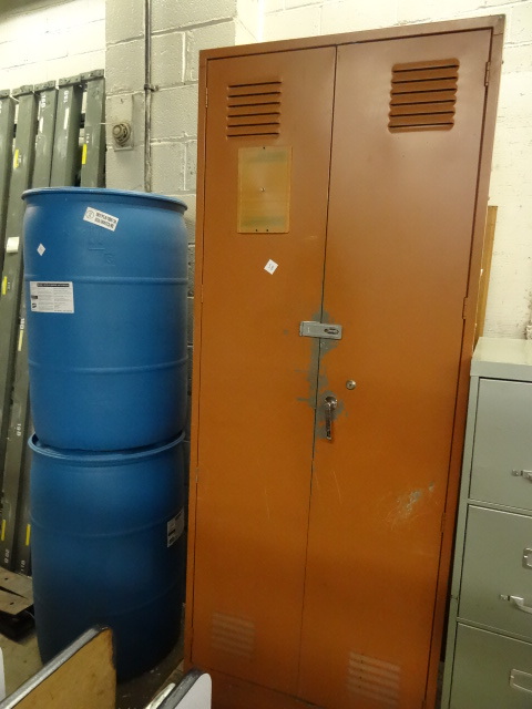 lot 58 image: 2 Door Metal Cabinet Wardrobe Area
