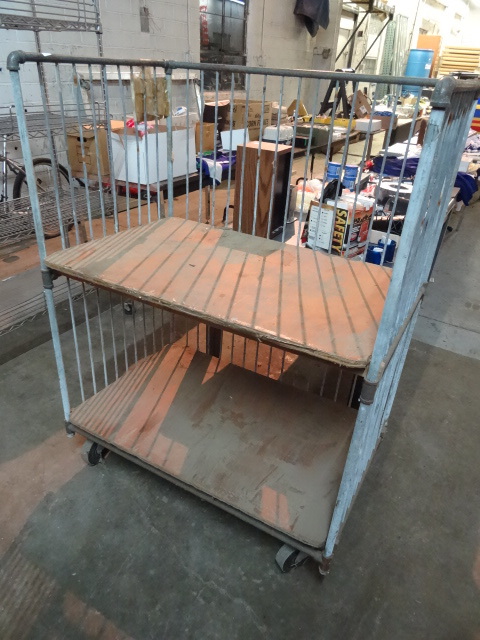 lot 129 image: 2 Tier Metal 4 Wheel Cart 40 X 26 X 55