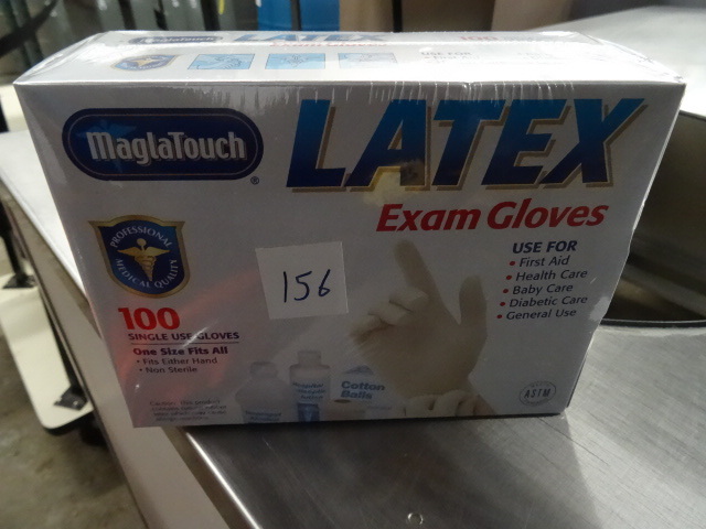 lot 156 image: 4 Boxes od Latex Exam Gloves Qty 400