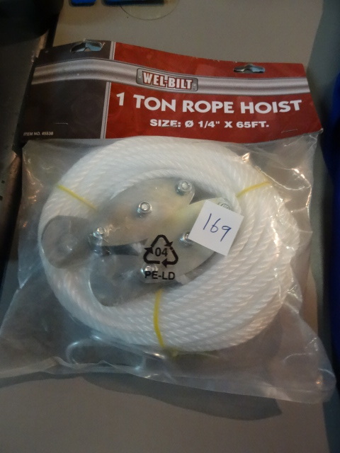 lot 169 image: Wel Bilt 1 Ton Rope Hoist 14 X 65