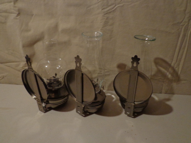 lot 133 image: 3 Steel Oil Lamps