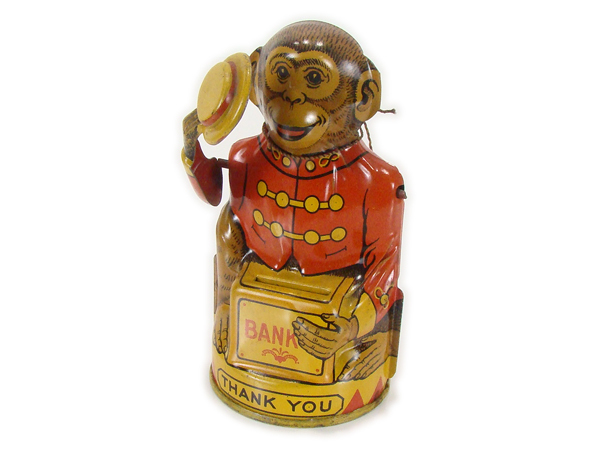 MINT Vintage J. Chein & Co. Tin Monkey Coin Bank