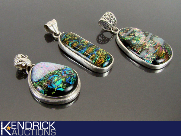 3 Sterling Druzy Type Large Pendants
