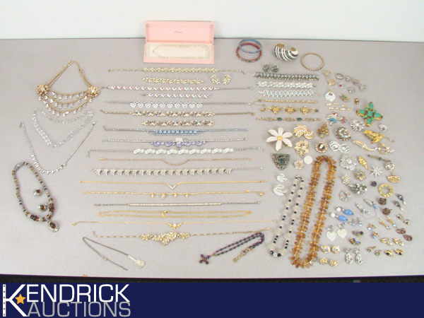 Large Lot of Heavily Jeweled Rhinestone Costume Jewelry