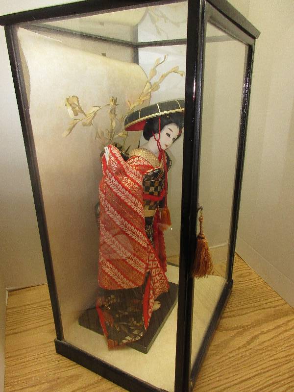 Vintage Japanese Doll in Display Case