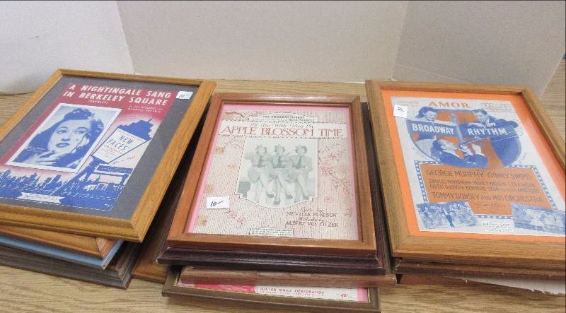 Vintage Sheet Music in Frames