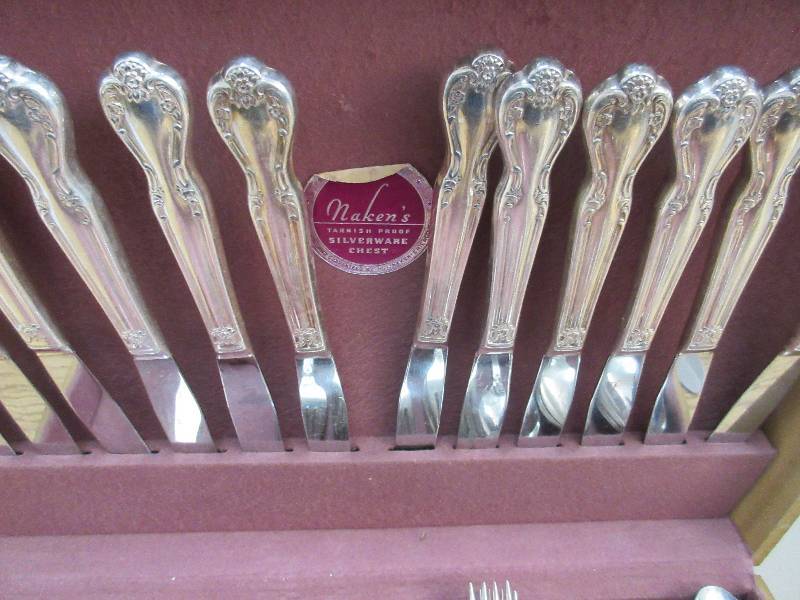 Large Lot of Vintage Silverplate Flatware in Tarnish Proof Chest