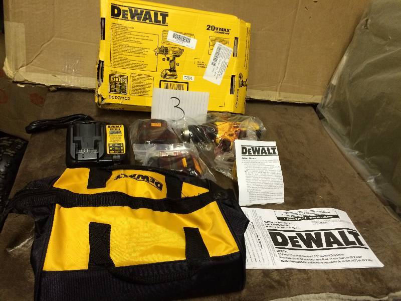DEWALT 20-Volt Max Lithium-Ion 12 in. Cordless DrillDriver Kit Model # DCD771C2 NEW the bag is alittle bit riped