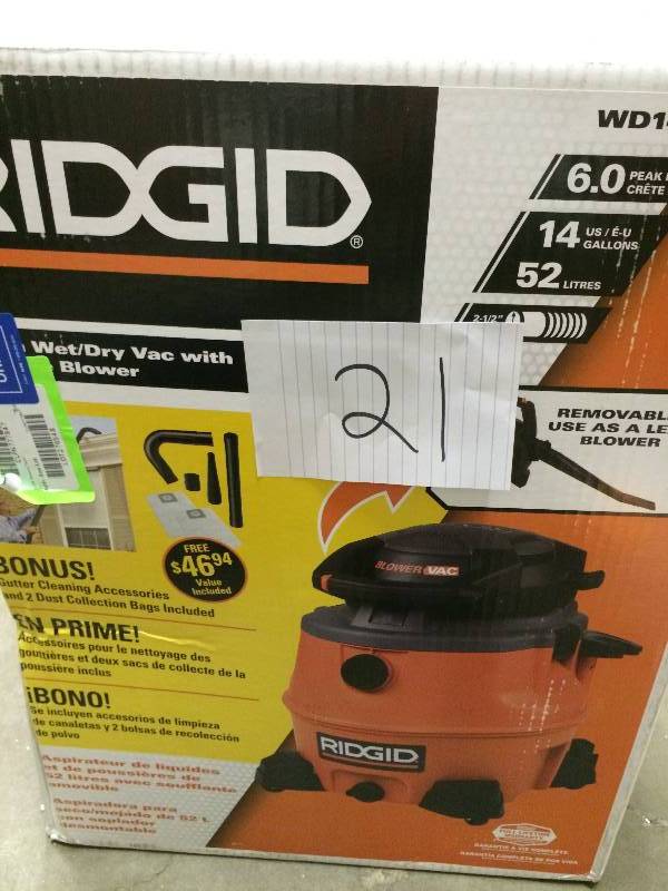 Ridgid 14 Gal. 6.0 Peak HP Blower WetDry VacuumModel # WD1481  new