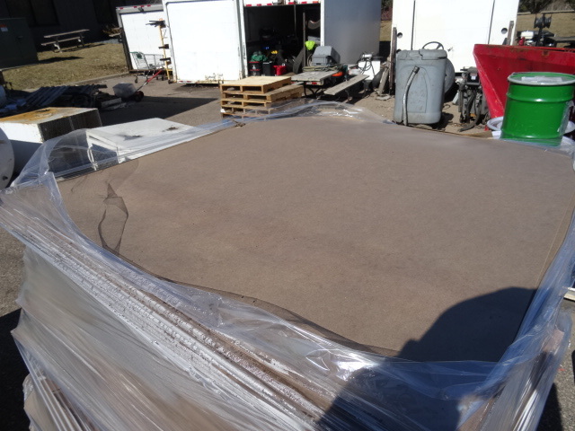Pallet of card board slip sheets. Pallet size.
