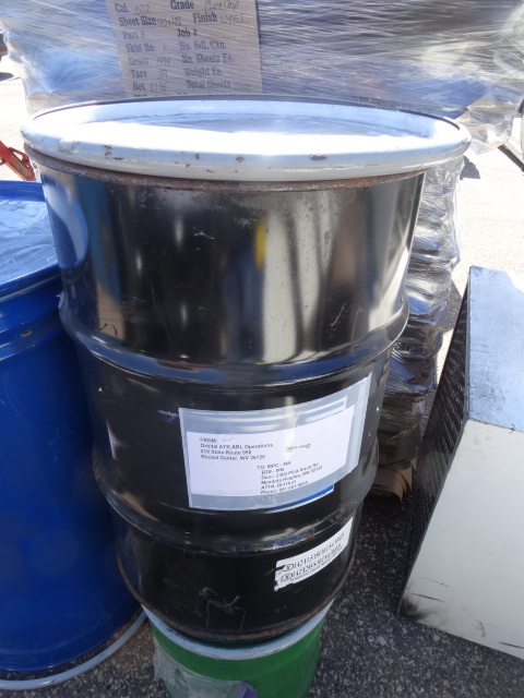 3 metal barrels with clamp on lids