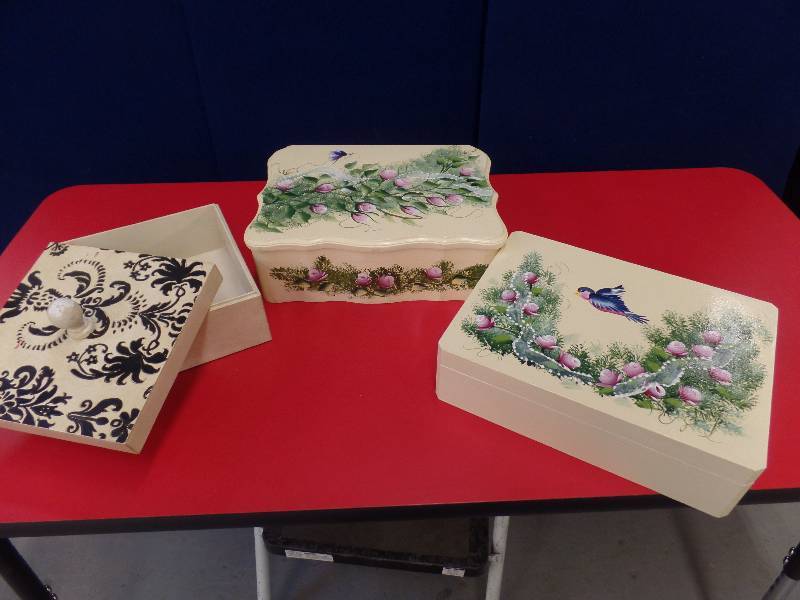 Three Painted Wooden Boxes