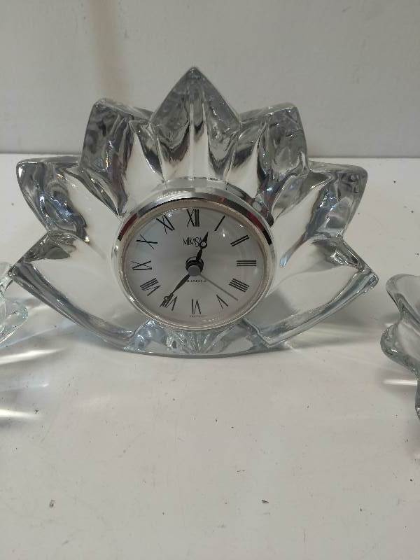 lot 22 image: Glass Clock with Candle Holders