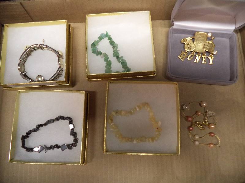 Lot - Jewelry - Bracelets & Money Pin