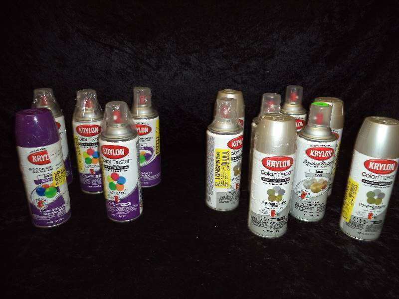 Lot - 13 cans of spray Paint, Rich Plum & Nickel