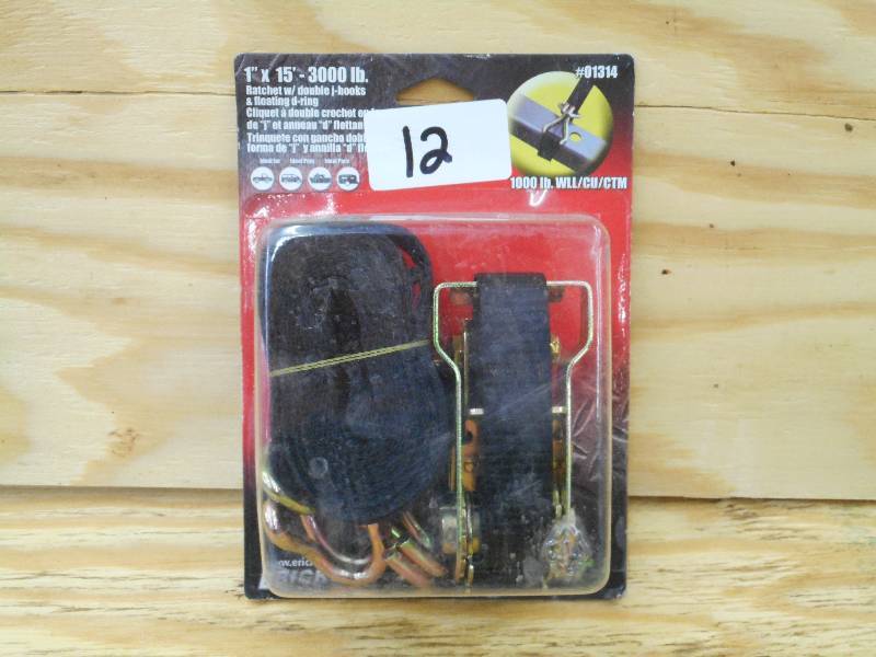lot 12 image: New 1x15 300# Ratchet Strap ...