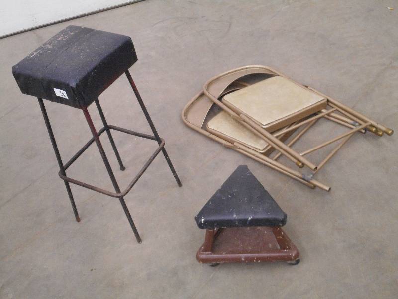 lot 58 image: Lot Of (2) Folding Steel Chairs, (1...