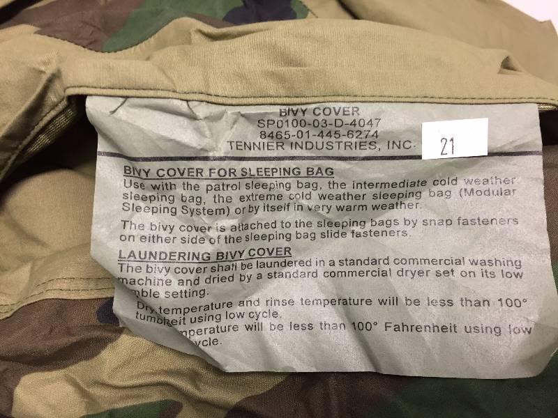 lot 21 image: BIVY COVER FOR SLEEPING BAG