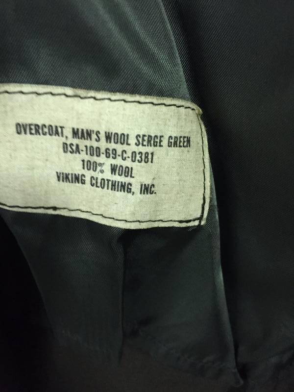 lot 28 image: MILITARY OVER COAT, 100% WOOL