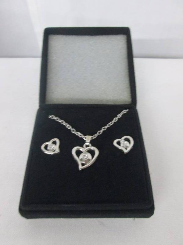 Heart Shaped Pendant and Earrings