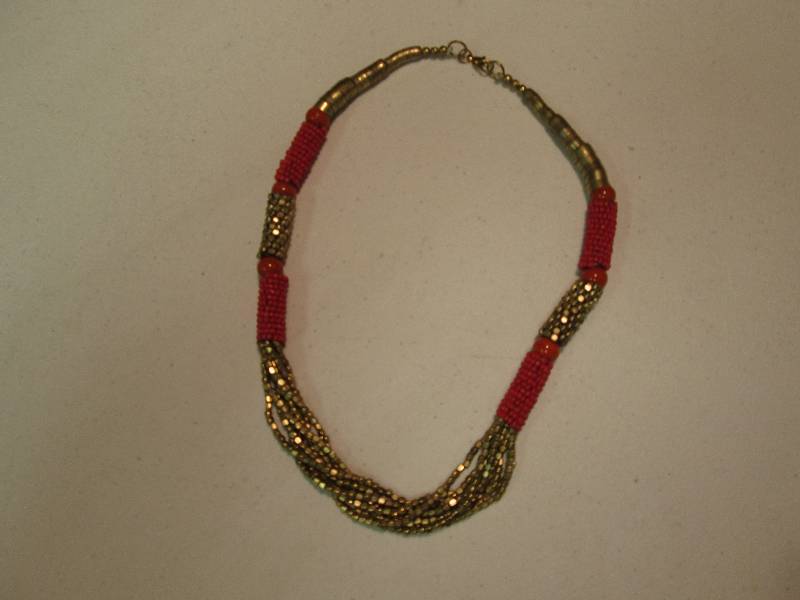lot 96 image: Gold red necklace...
