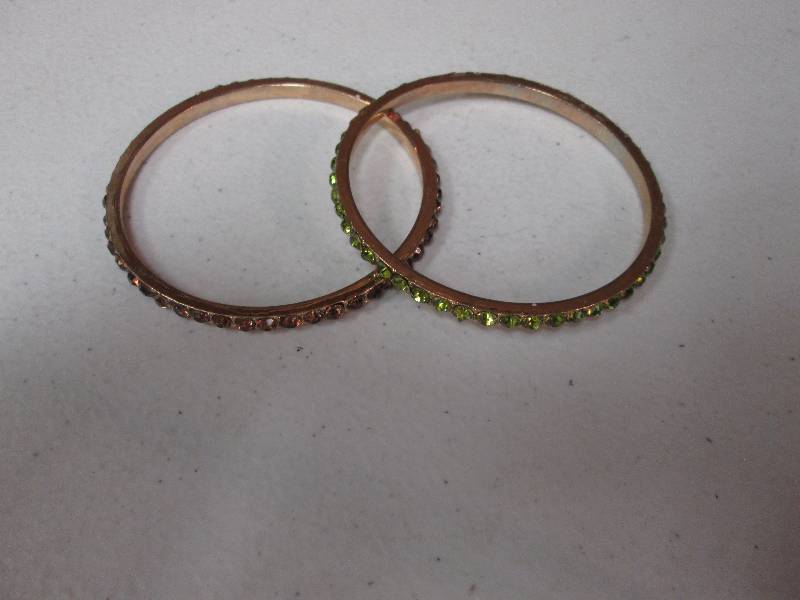 lot 117 image: Set of 2 green amber rhinestone ba...