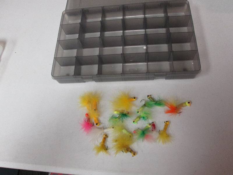 lot 202 image: Assorted feather lures in Plano cas...