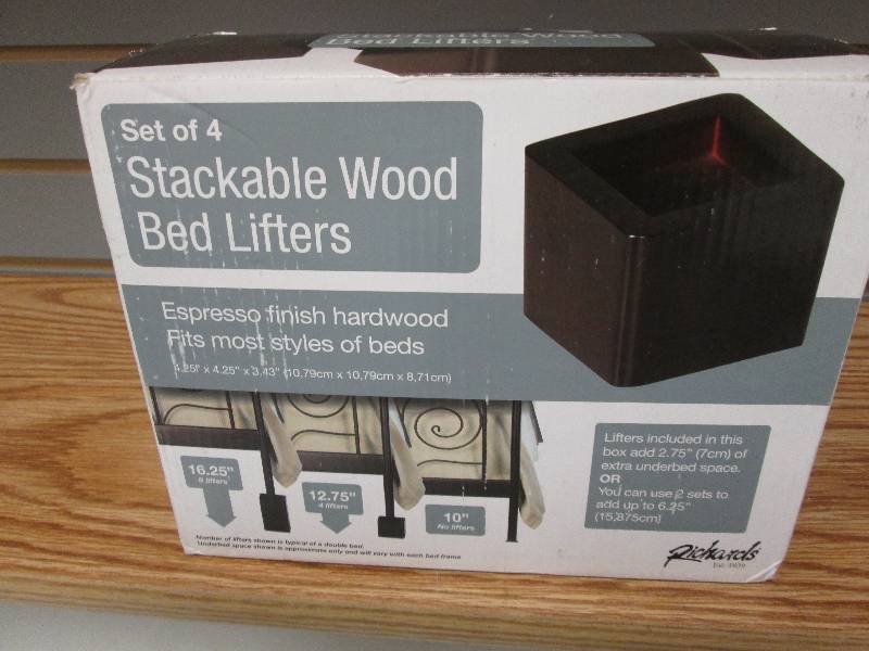 lot 270 image: Set of 4 Expresso Stackable Wood Be...