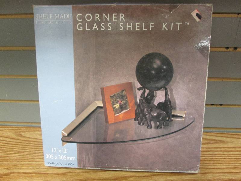 lot 271 image: 12X12 inch Corner glass shelf kit...