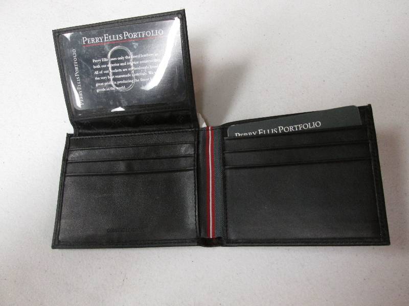 lot 29 image: Perry Ellis Black bi-fold leather w...