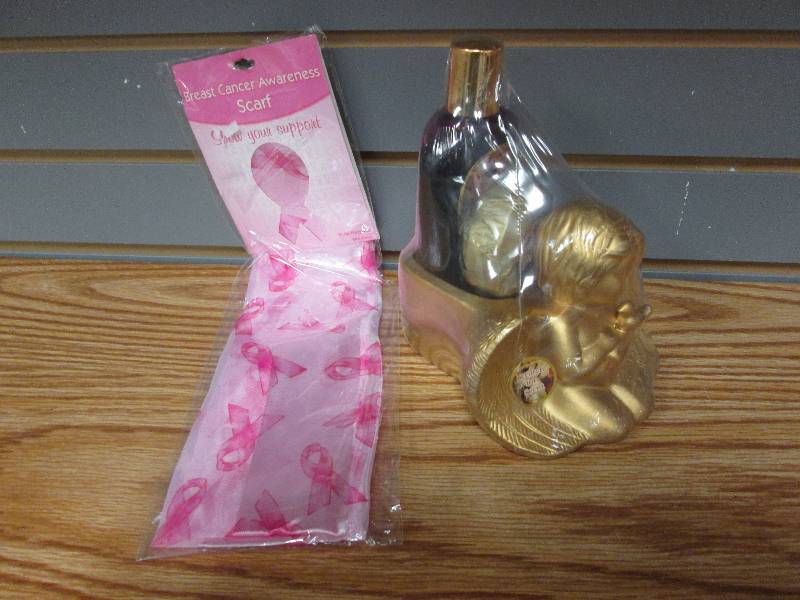 lot 34 image: Breast Cancer Awareness pink scarf,...
