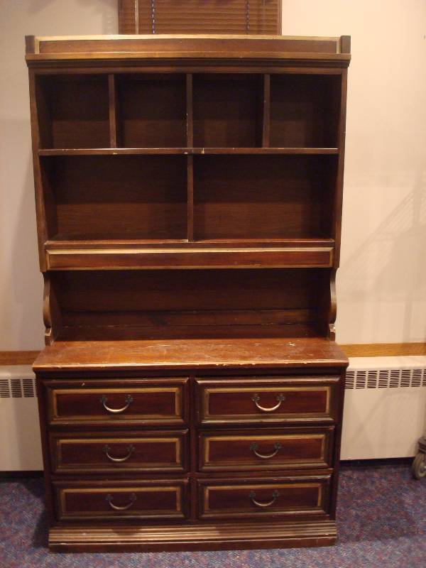lot 19 image: Solid Wood Dresser With Storage Cubby Top. Ha...
