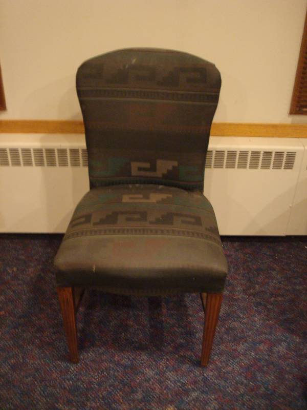lot 30 image: Padded Chair Wood Legs Has Wear....