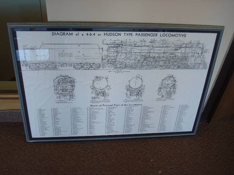 lot 36 image: Very Cool Vintage Hudson Locomotive Framed Pr...