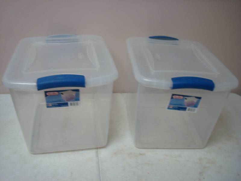 lot 41 image: Pair Of Clear 27 Quart Bins....