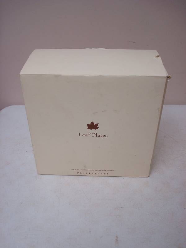 lot 110 image: Set Of New Pottery Barn Leaf Plates - Brown...